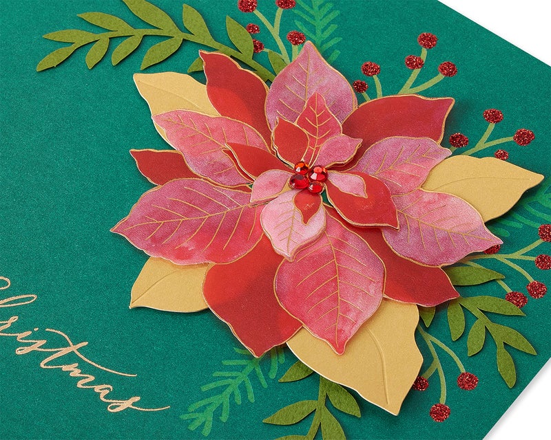 Papyrus Elegant Christmas Card with Red Poinsettia, Perfect for Anyone (Wonderful Holiday) - Image 5